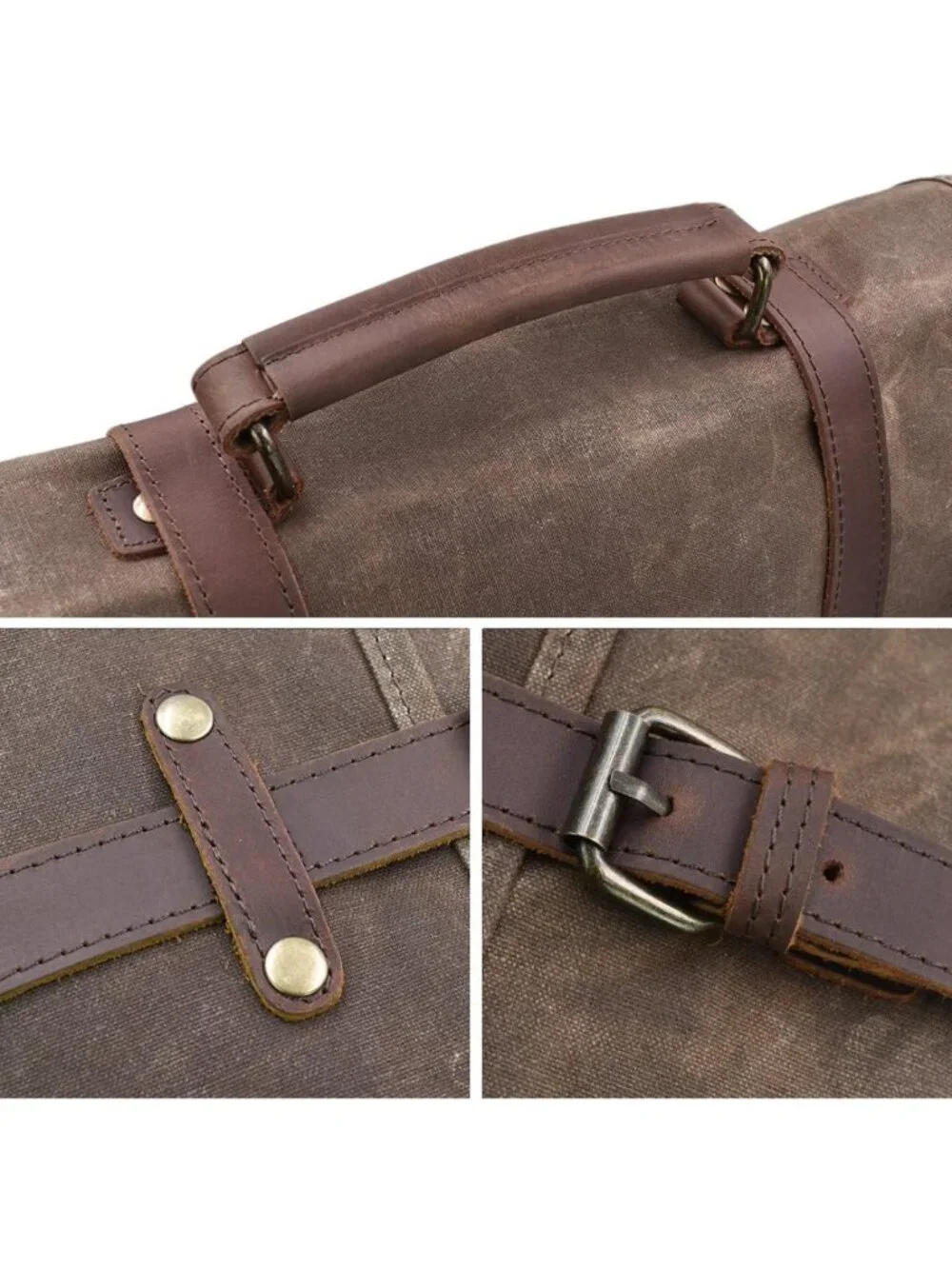 Stylish Waterproof Messenger Bag for Men | Vintage Leather & Canvas Briefcase
